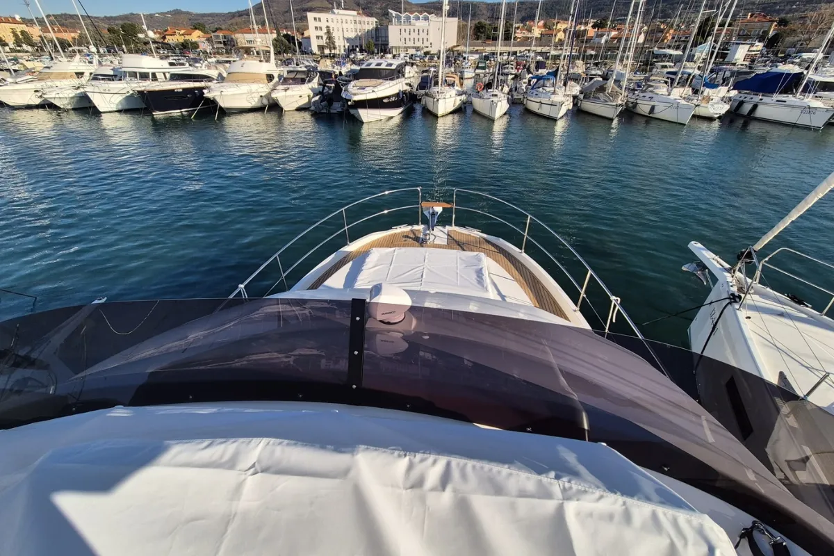 Exterior view of Swift Home, a Beneteau Swift Trawler 41 yacht at Pirovac, Croatia