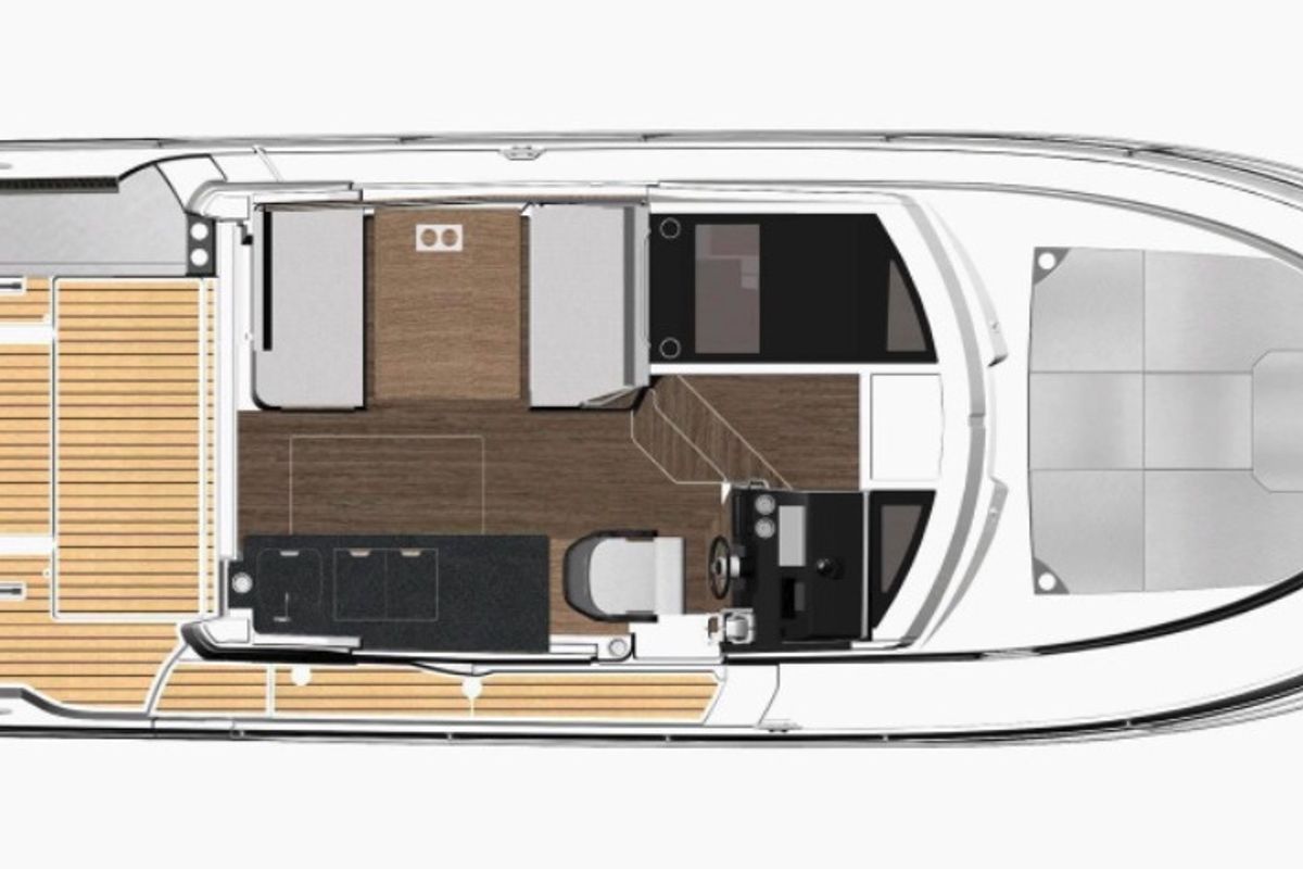 Floor plan of Agron, a Jeanneau Merry Fisher 1095 motorboat at Grad Kaštela, Croatia