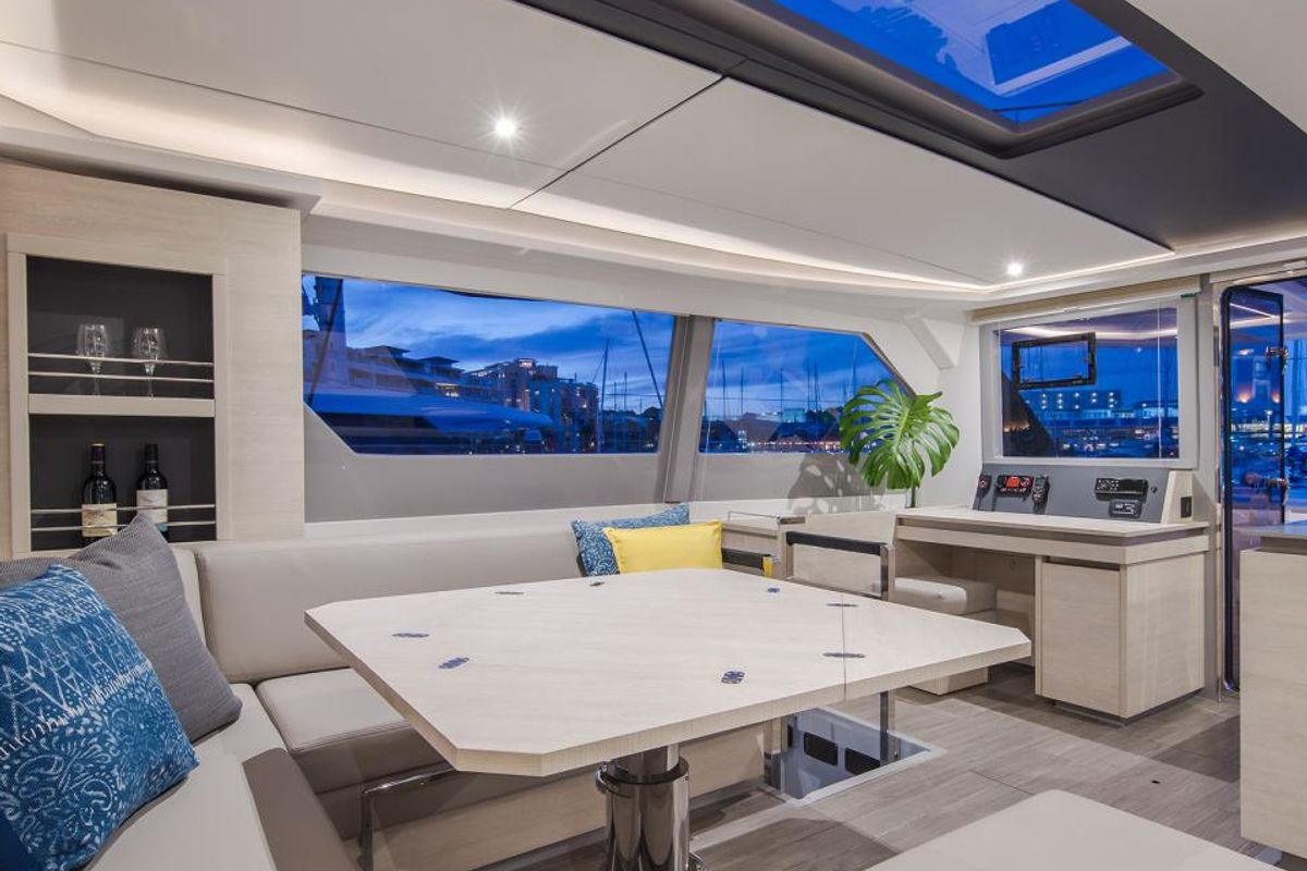 Salon of Moorings 5000 Exclusive, a Leopard 50 catamaran at Uturoa, France