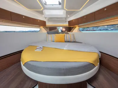 Cabin on Sea King, a Jeanneau Merry Fisher 1095 Fly motorboat at Grad Pula, Croatia