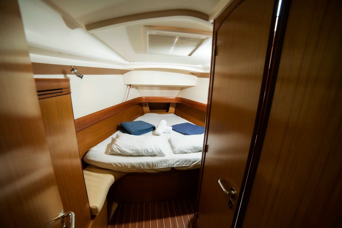 Cabin on Triton, a Jeanneau Sun Odyssey 42 i sailboat at Volos Municipality, Greece