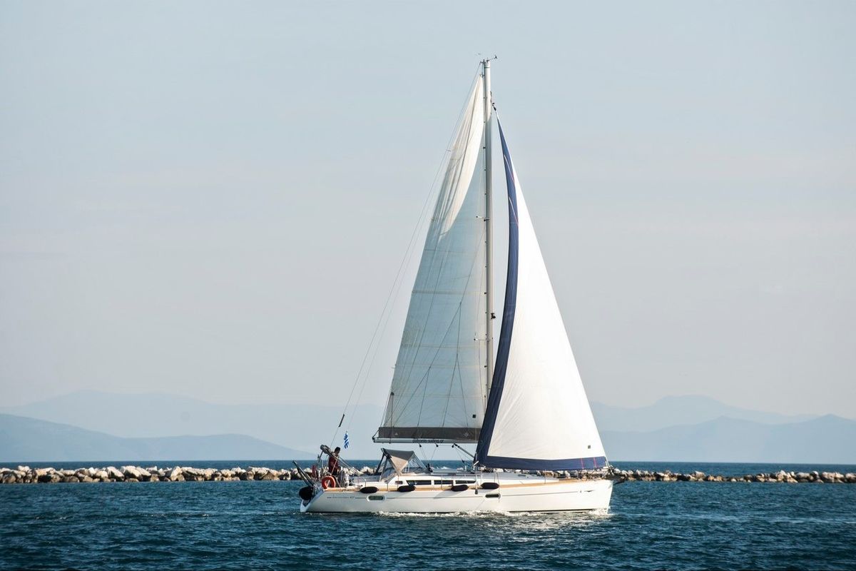 Exterior view of Triton, a Jeanneau Sun Odyssey 42 i sailboat at Volos Municipality, Greece