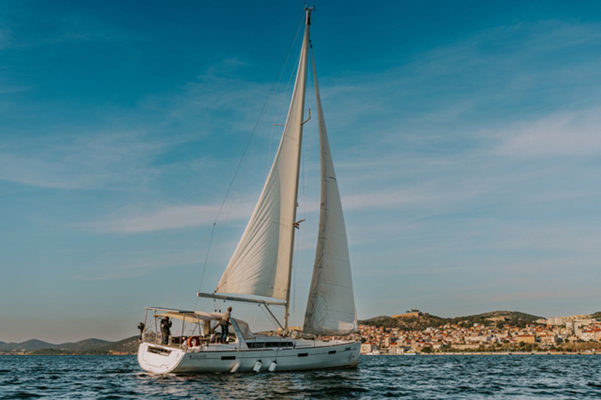 Exterior view of THEIA, a Beneteau Oceanis 45 sailboat at Grad Šibenik, Croatia