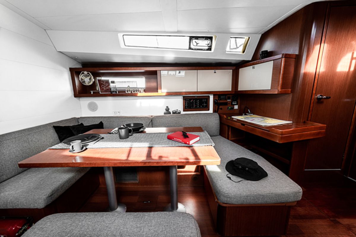 Salon of THEIA, a Beneteau Oceanis 45 sailboat at Grad Šibenik, Croatia