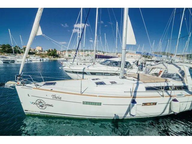 Exterior view of THEIA, a Beneteau Oceanis 45 sailboat at Grad Šibenik, Croatia