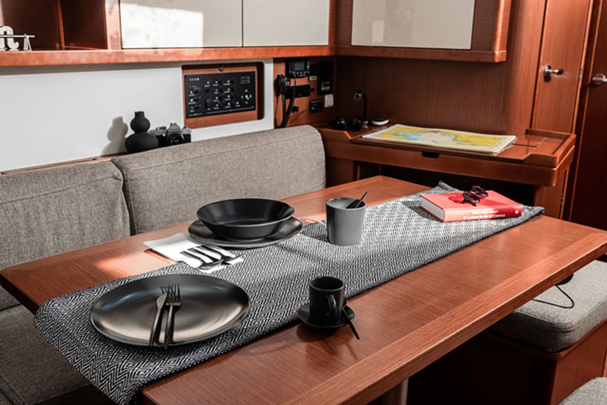 Salon of THEIA, a Beneteau Oceanis 45 sailboat at Grad Šibenik, Croatia