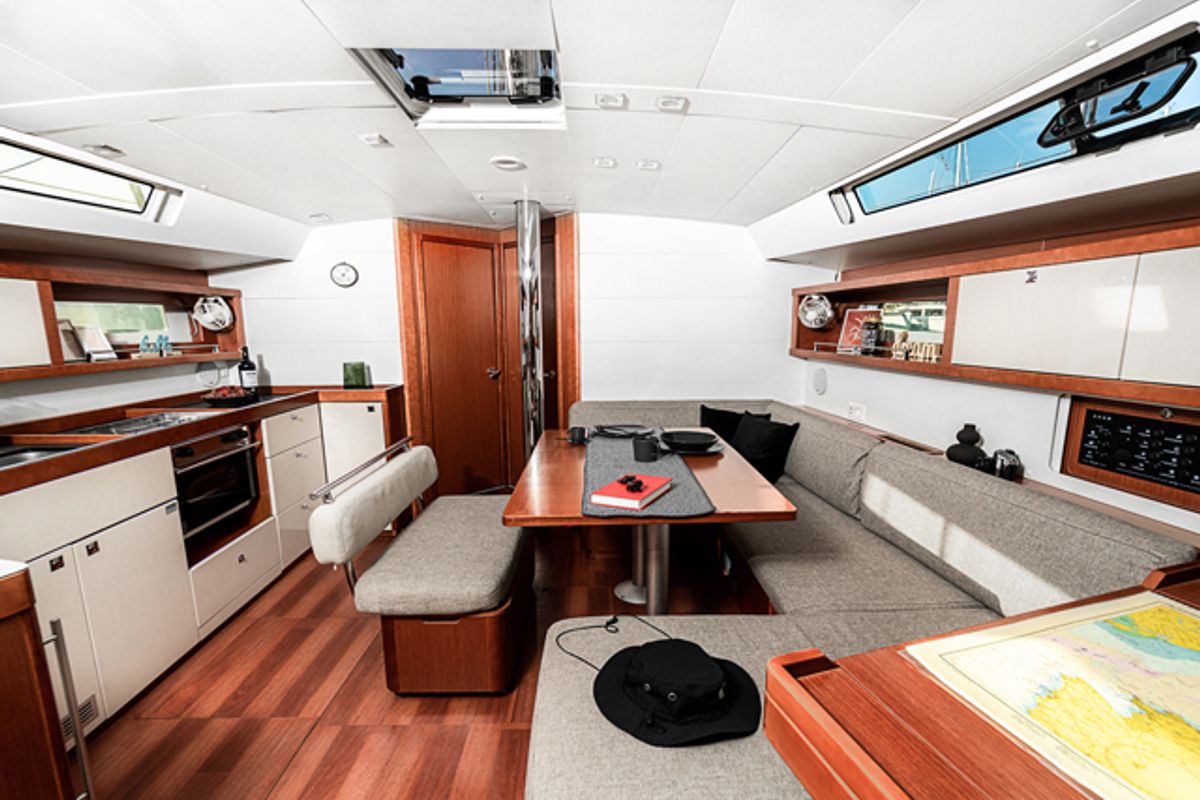 Salon of THEIA, a Beneteau Oceanis 45 sailboat at Grad Šibenik, Croatia