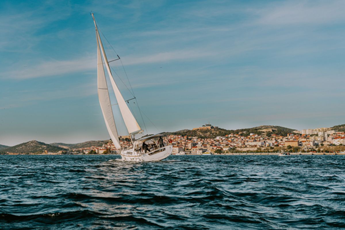 Exterior view of THEIA, a Beneteau Oceanis 45 sailboat at Grad Šibenik, Croatia