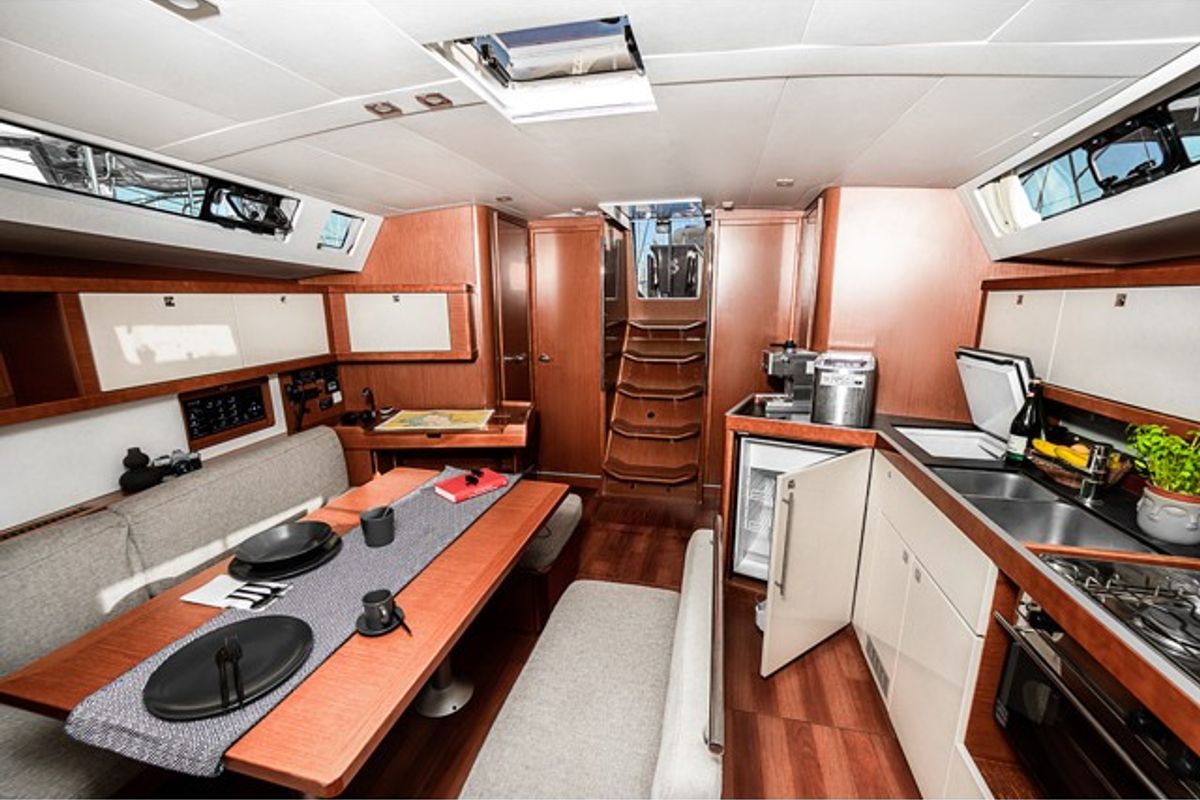 Salon of THEIA, a Beneteau Oceanis 45 sailboat at Grad Šibenik, Croatia