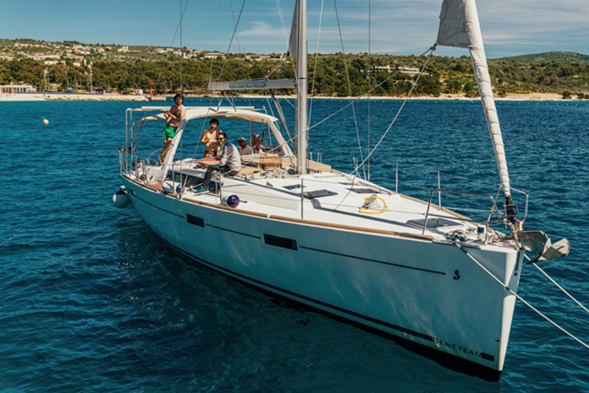 Exterior view of THEIA, a Beneteau Oceanis 45 sailboat at Grad Šibenik, Croatia