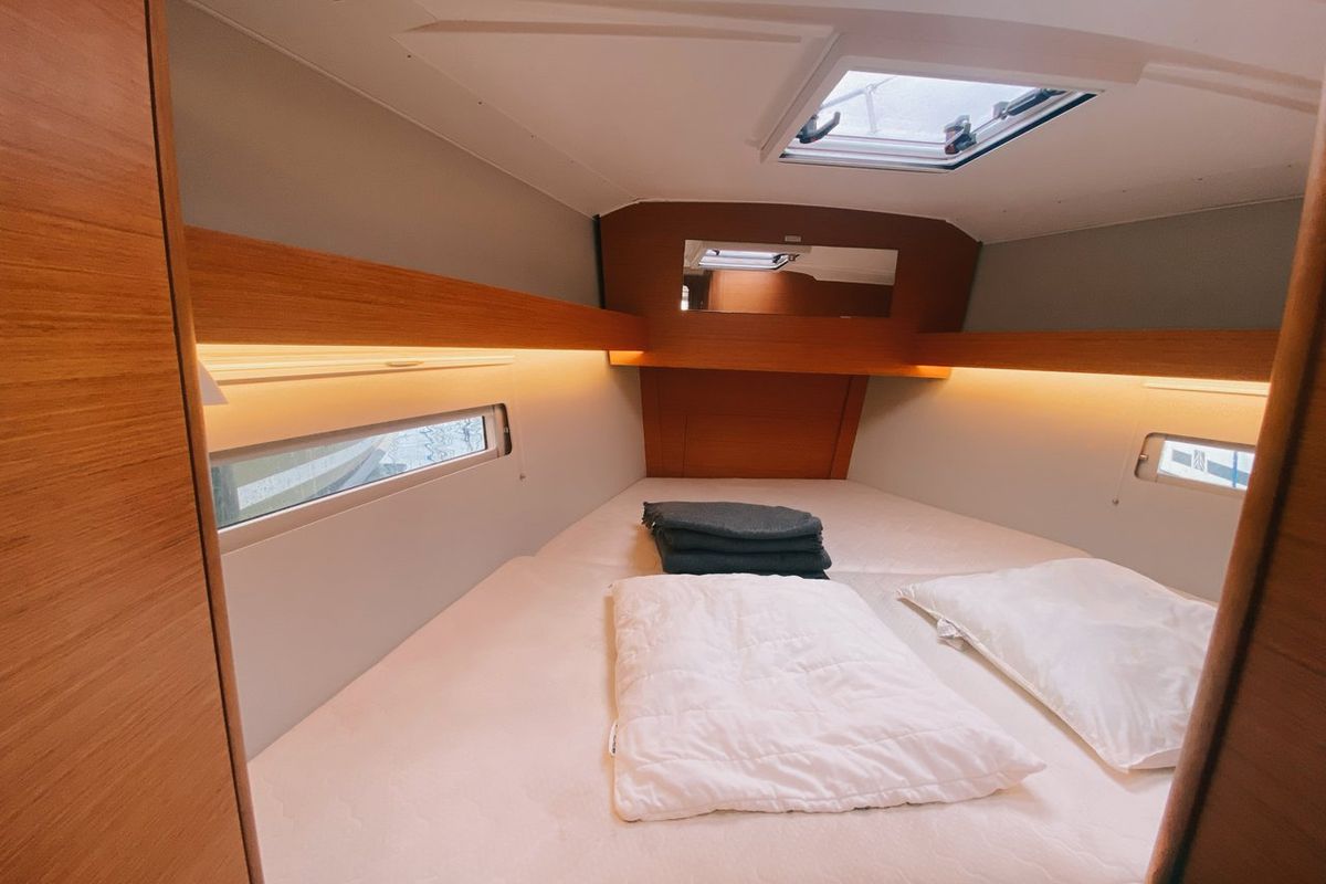 Cabin on Jelo, a Dufour 390 GL sailboat at Marseille, France