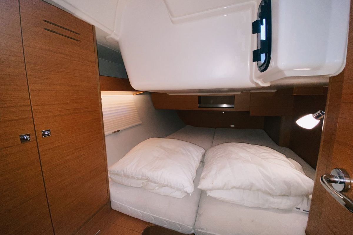 Cabin on Jelo, a Dufour 390 GL sailboat at Marseille, France