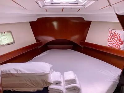 Cabin on Argo, a Beneteau Oceanis 423 sailboat at Flisvos Marina, Greece