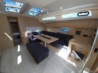 Salon of Andromeda, a Hanse Yachts Hanse 508 sailboat at Lavreotiki Municipal Unit, Greece