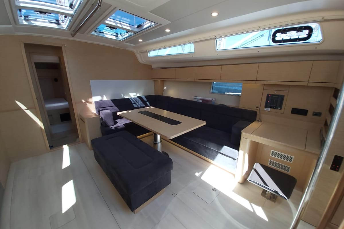Salon of Andromeda, a Hanse Yachts Hanse 508 sailboat at Lavreotiki Municipal Unit, Greece