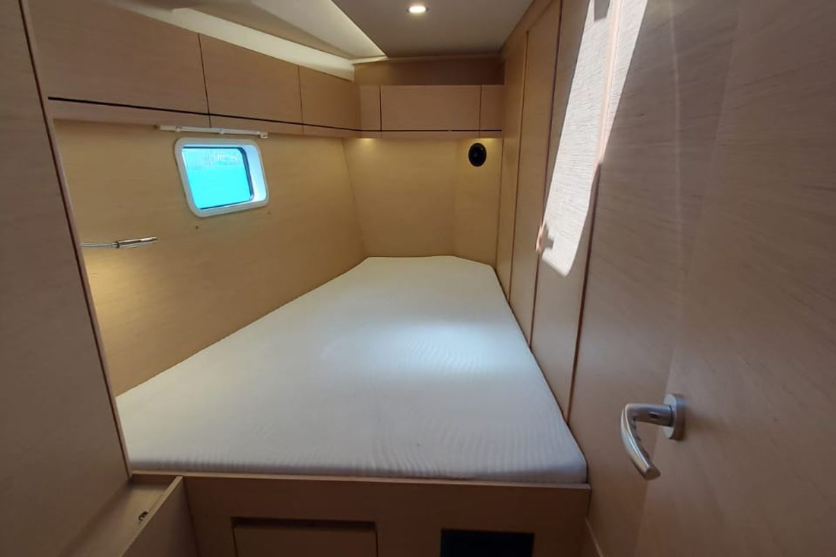 Cabin on Andromeda, a Hanse Yachts Hanse 508 sailboat at Lavreotiki Municipal Unit, Greece