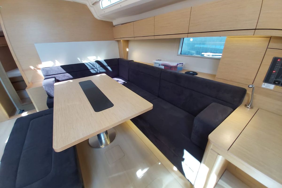 Salon of Andromeda, a Hanse Yachts Hanse 508 sailboat at Lavreotiki Municipal Unit, Greece