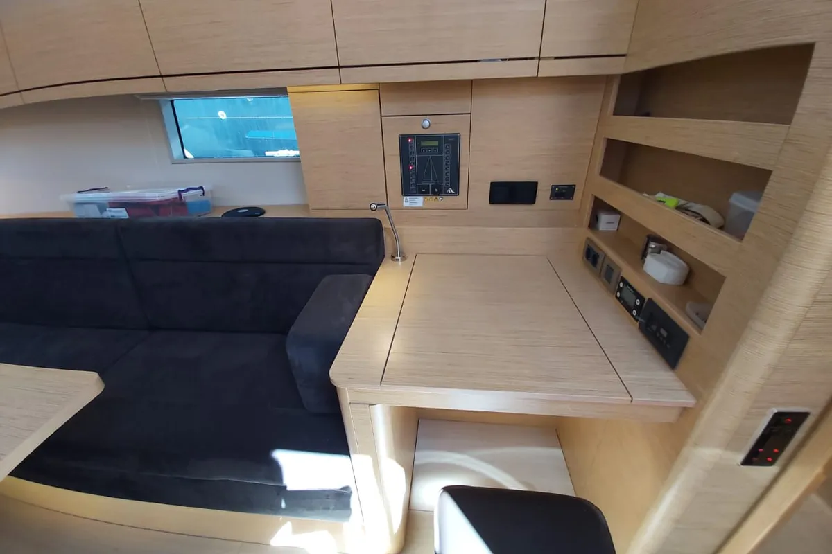 Salon of Andromeda, a Hanse Yachts Hanse 508 sailboat at Lavreotiki Municipal Unit, Greece
