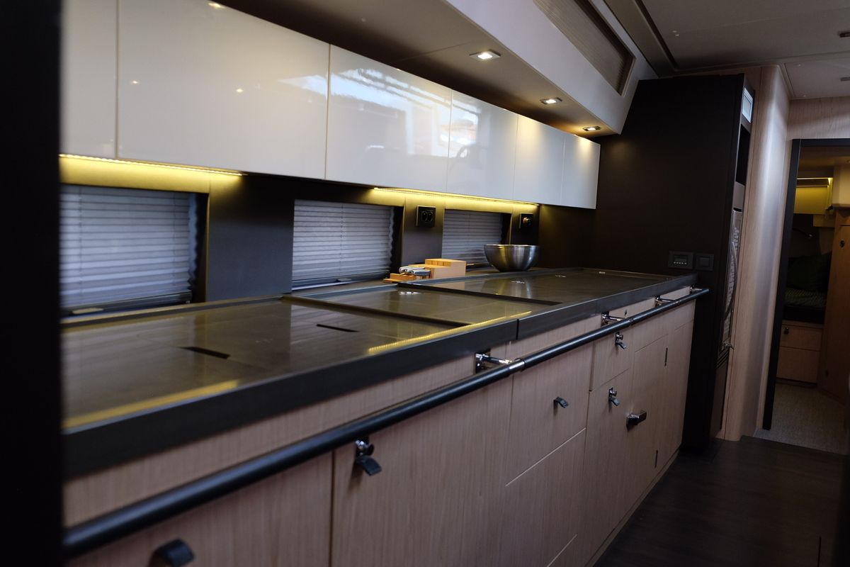 Galley of Premium +, a Beneteau Oceanis Yacht 62 sailboat at Rosignano Solvay, Italy