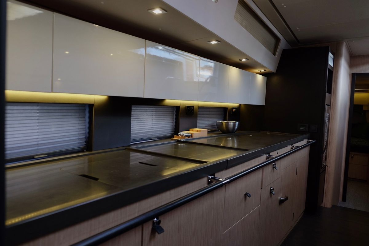 Galley of Premium +, a Beneteau Oceanis Yacht 62 sailboat at Rosignano Solvay, Italy