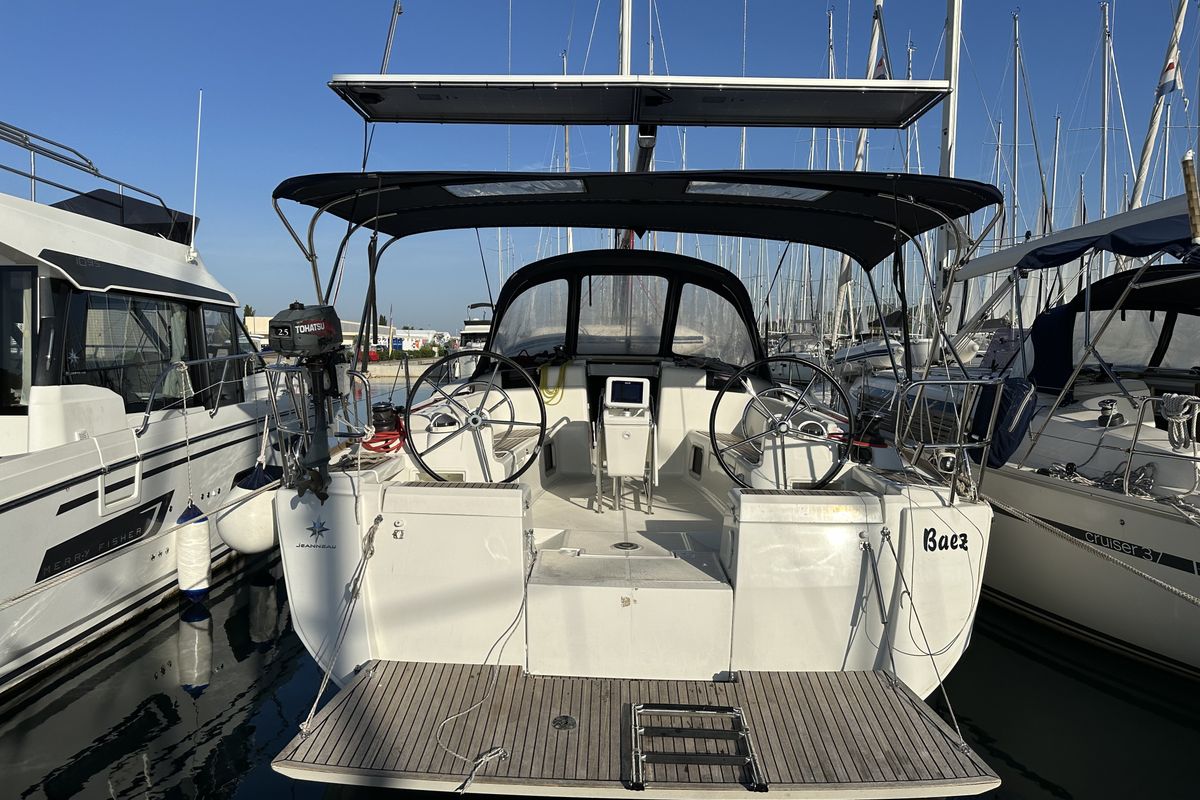 Exterior view of Baez, a Jeanneau Sun Odyssey 449 sailboat at Općina Sukošan, Croatia