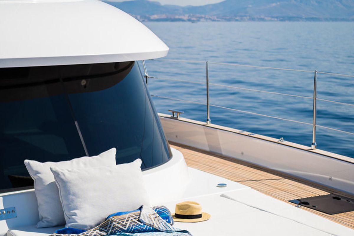 Deck of Vulpino, a Sunreef Yachts Sunreef 60 catamaran at Grad Kaštela, Croatia
