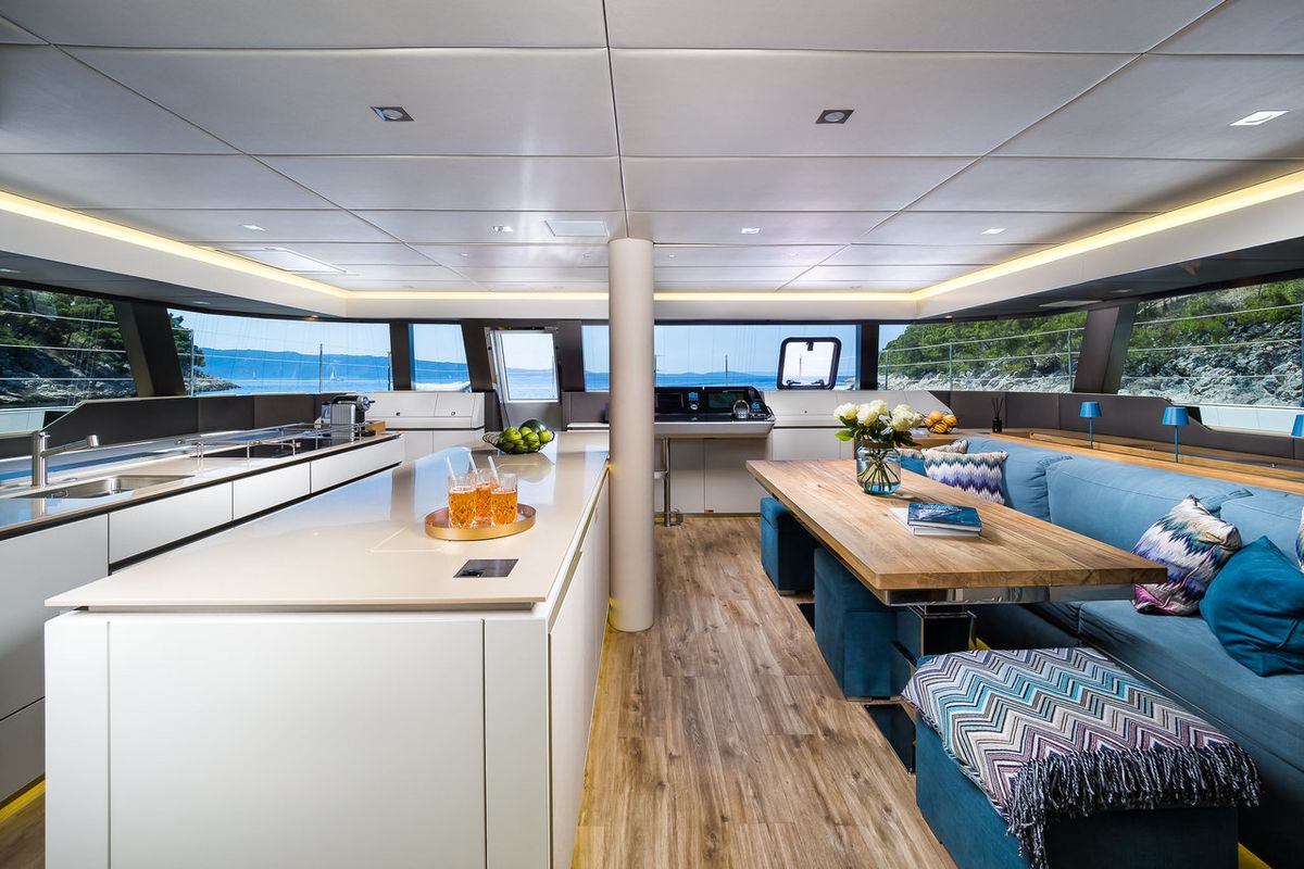 Salon of Vulpino, a Sunreef Yachts Sunreef 60 catamaran at Grad Kaštela, Croatia