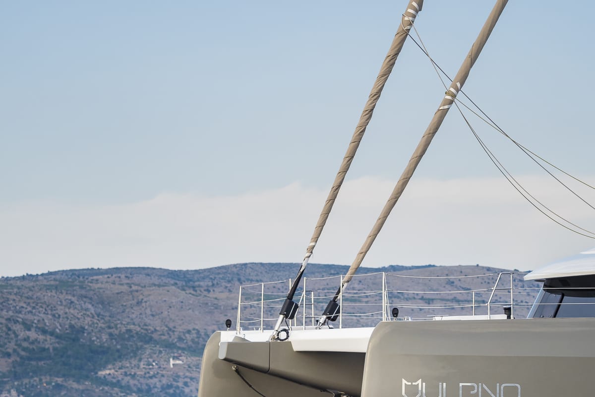 Exterior view of Vulpino, a Sunreef Yachts Sunreef 60 catamaran at Grad Kaštela, Croatia