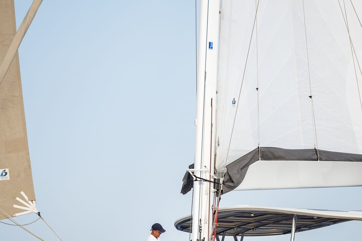 Exterior view of Vulpino, a Sunreef Yachts Sunreef 60 catamaran at Grad Kaštela, Croatia