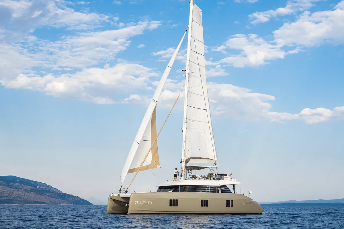 Deck of Vulpino, a Sunreef Yachts Sunreef 60 catamaran at Grad Kaštela, Croatia