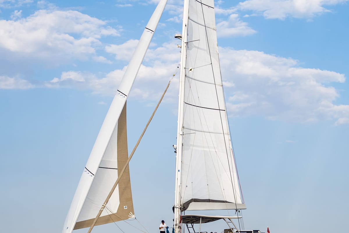 Exterior view of Vulpino, a Sunreef Yachts Sunreef 60 catamaran at Grad Kaštela, Croatia