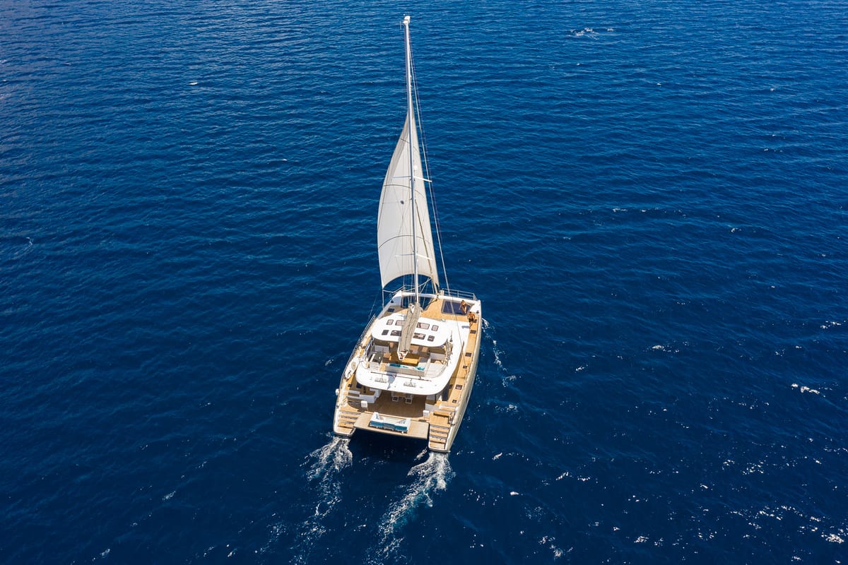 Exterior view of Vulpino, a Sunreef Yachts Sunreef 60 catamaran at Grad Kaštela, Croatia