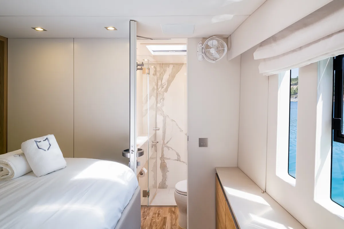 Cabin on Vulpino, a Sunreef Yachts Sunreef 60 catamaran at Grad Kaštela, Croatia