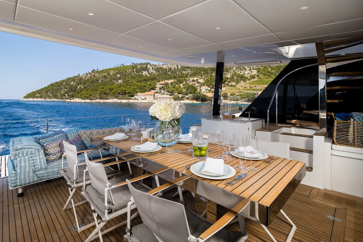 Deck of Vulpino, a Sunreef Yachts Sunreef 60 catamaran at Grad Kaštela, Croatia