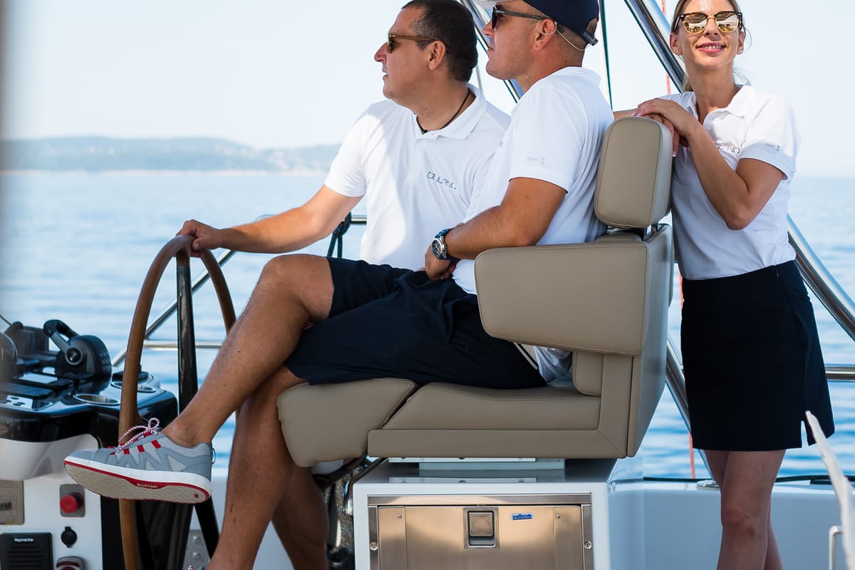 Cockpit of Vulpino, a Sunreef Yachts Sunreef 60 catamaran at Grad Kaštela, Croatia