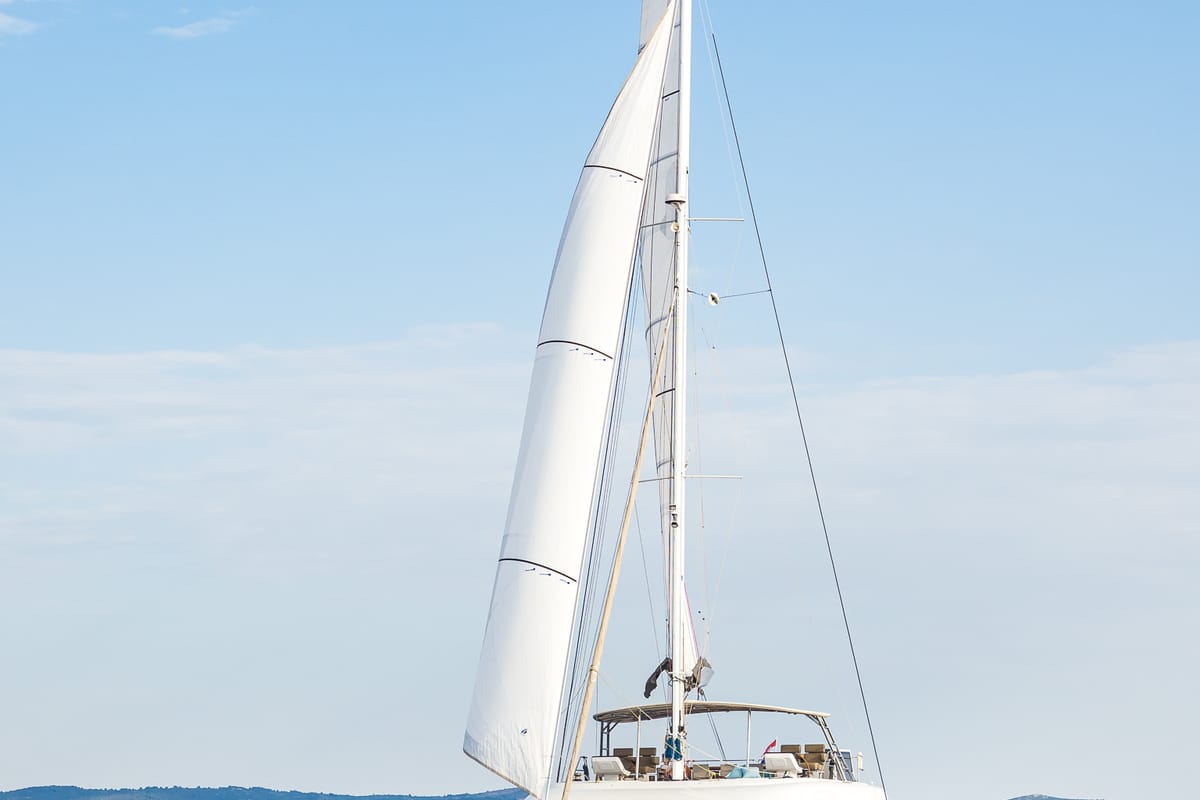 Exterior view of Vulpino, a Sunreef Yachts Sunreef 60 catamaran at Grad Kaštela, Croatia
