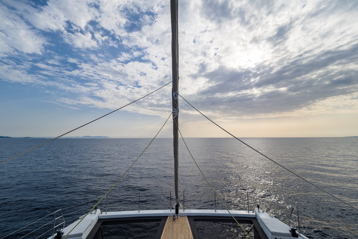 Deck of Vulpino, a Sunreef Yachts Sunreef 60 catamaran at Grad Kaštela, Croatia