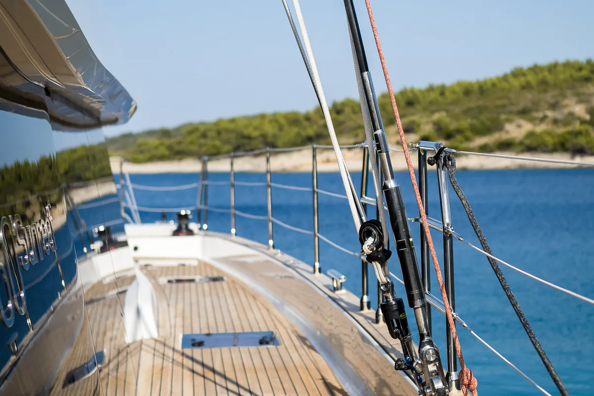 Deck of Vulpino, a Sunreef Yachts Sunreef 60 catamaran at Grad Kaštela, Croatia