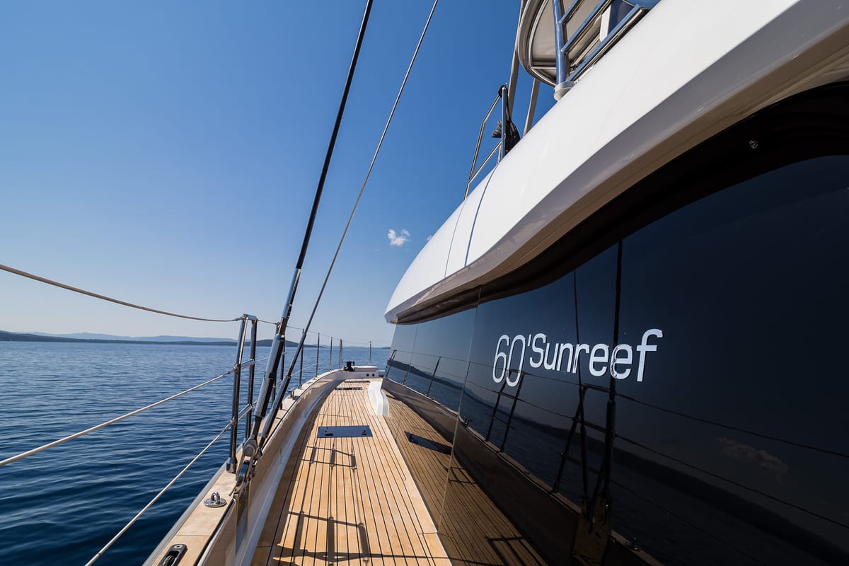 Exterior view of Vulpino, a Sunreef Yachts Sunreef 60 catamaran at Grad Kaštela, Croatia