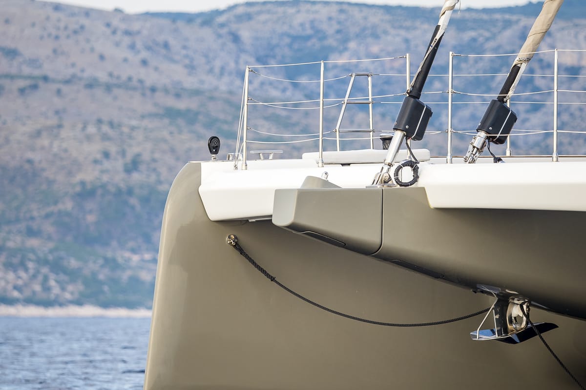 Exterior view of Vulpino, a Sunreef Yachts Sunreef 60 catamaran at Grad Kaštela, Croatia
