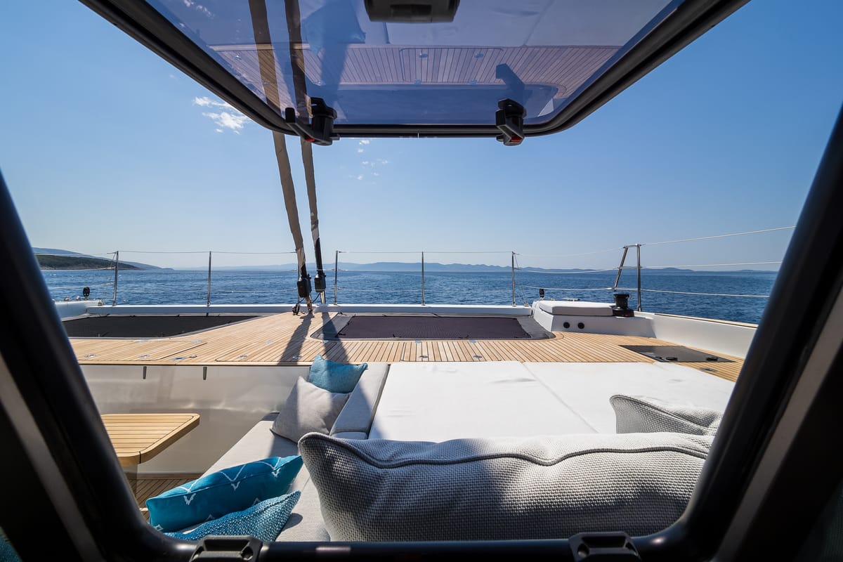 Deck of Vulpino, a Sunreef Yachts Sunreef 60 catamaran at Grad Kaštela, Croatia