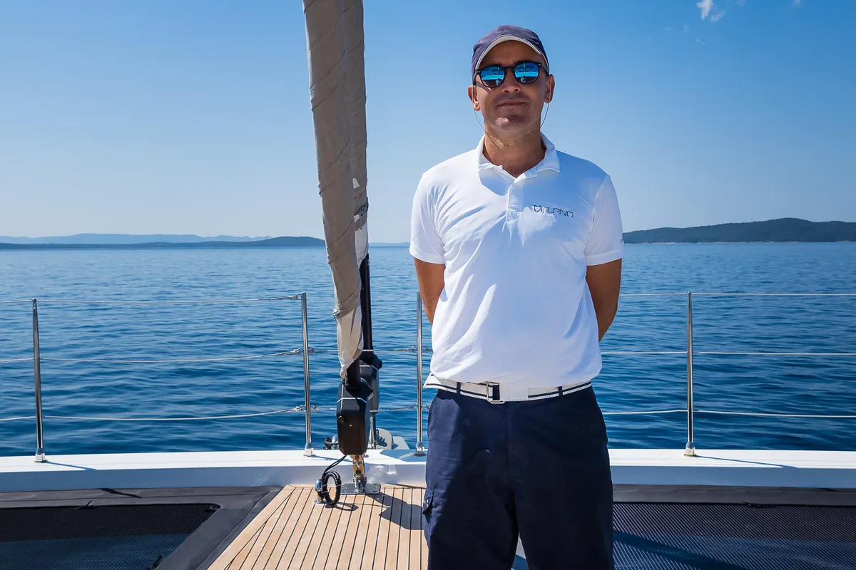 Deck of Vulpino, a Sunreef Yachts Sunreef 60 catamaran at Grad Kaštela, Croatia