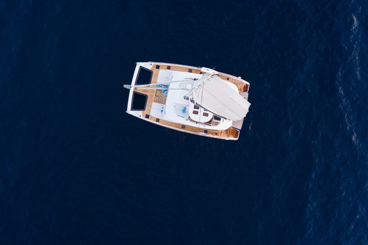 Exterior view of Vulpino, a Sunreef Yachts Sunreef 60 catamaran at Grad Kaštela, Croatia