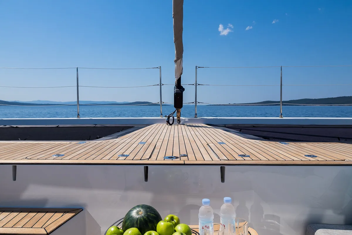 Deck of Vulpino, a Sunreef Yachts Sunreef 60 catamaran at Grad Kaštela, Croatia