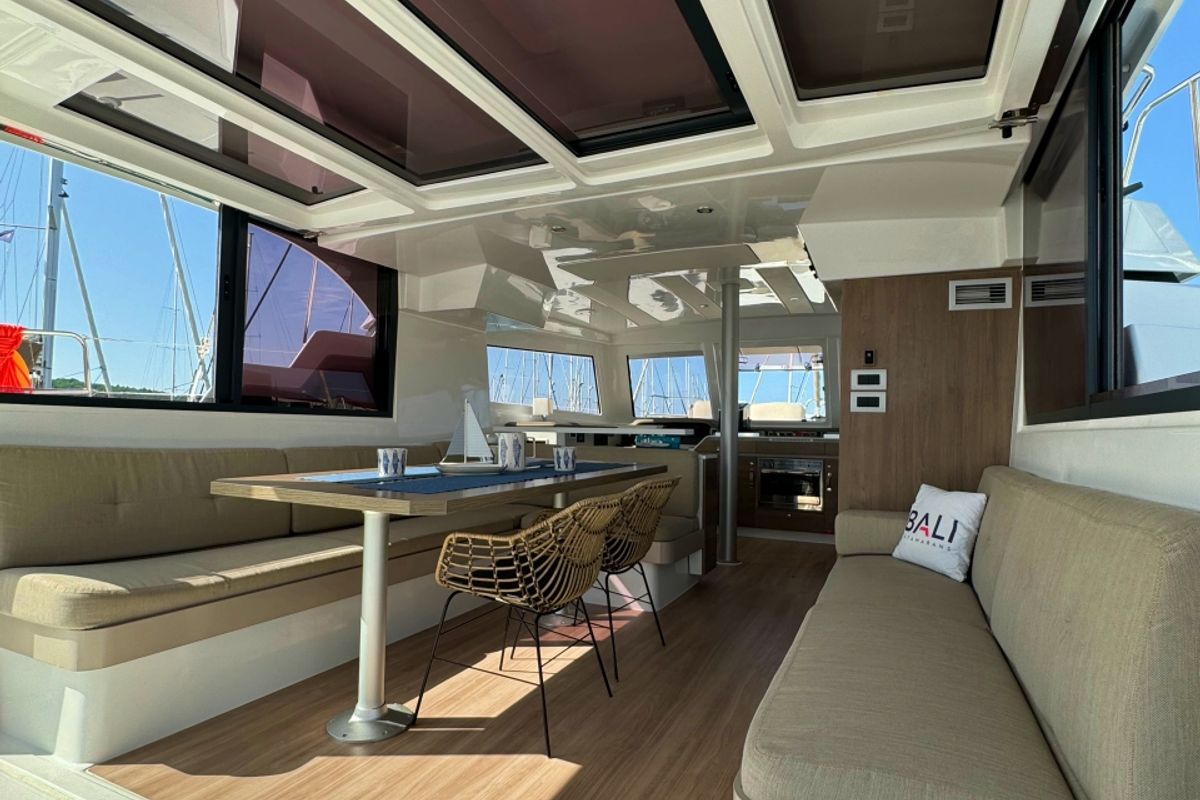 Salon of Compass, a Bali Catspace catamaran at Pirovac, Croatia