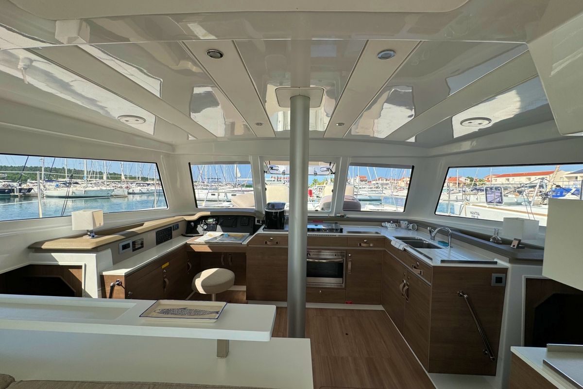 Galley of Compass, a Bali Catspace catamaran at Pirovac, Croatia