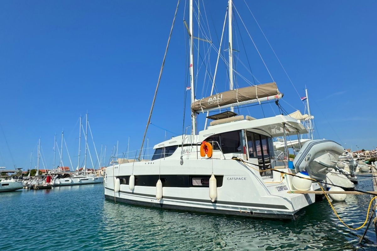 Exterior view of Compass, a Bali Catspace catamaran at Pirovac, Croatia