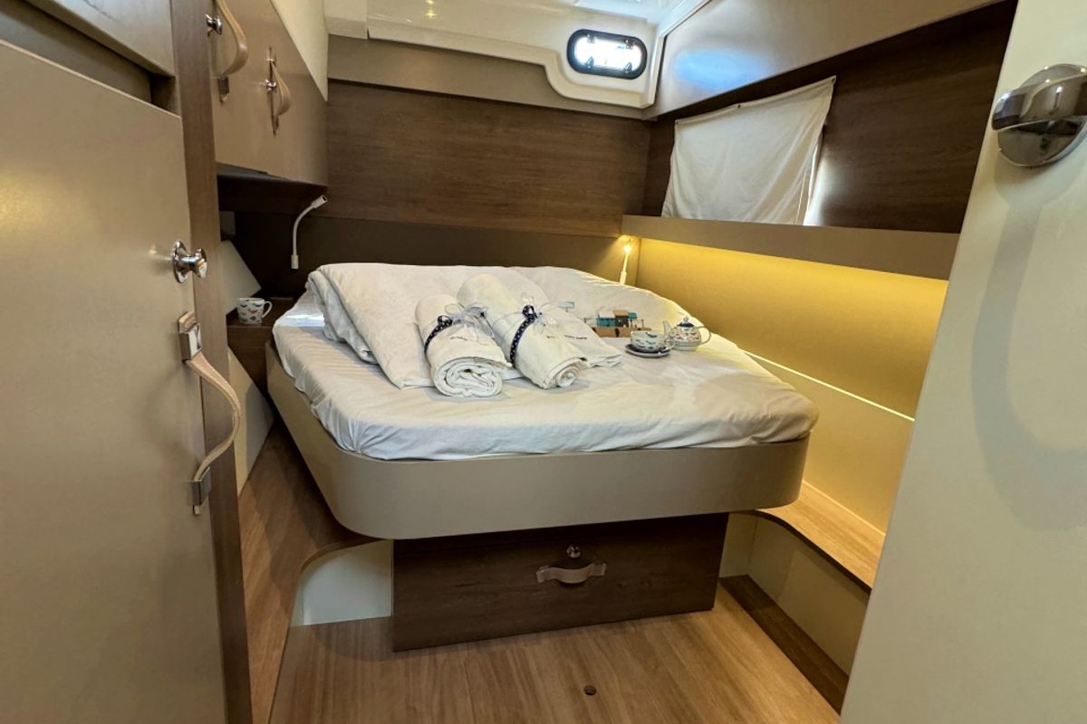 Cabin on Compass, a Bali Catspace catamaran at Pirovac, Croatia