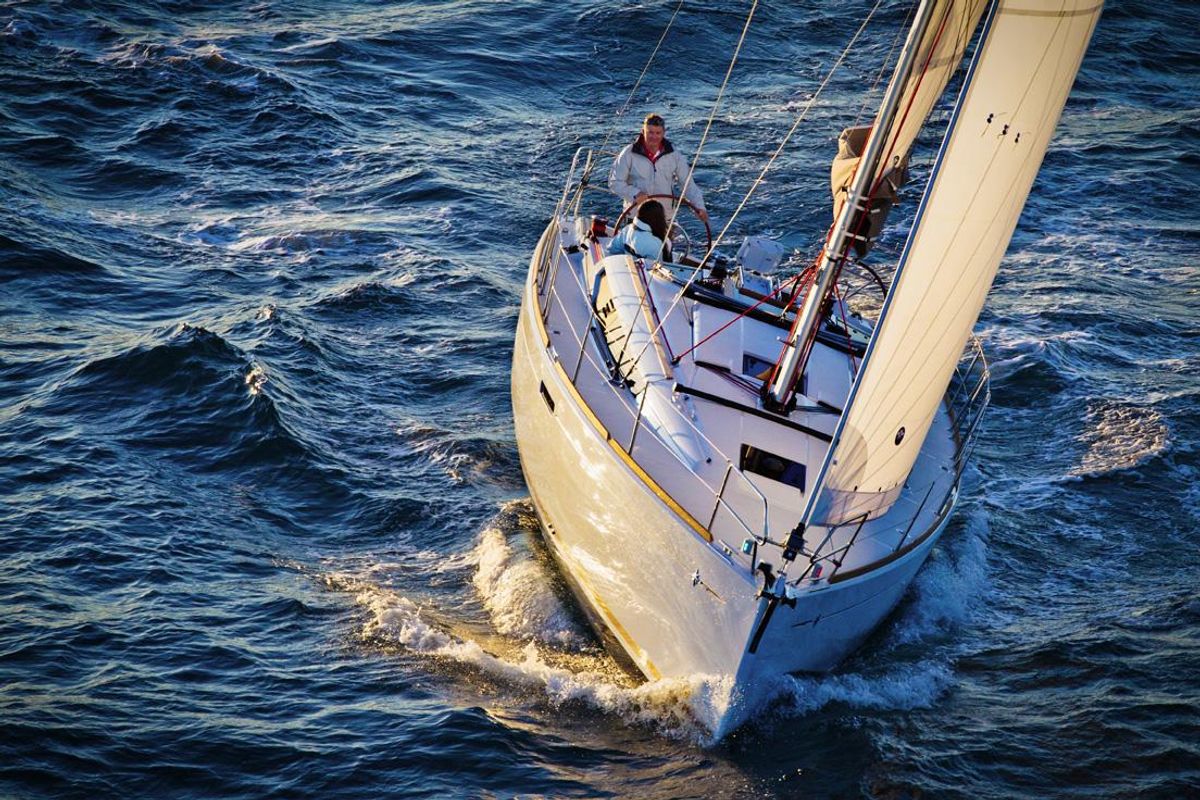 Exterior view of Eol, a Jeanneau Sun Odyssey 389 sailboat at Grad Biograd na Moru, Croatia