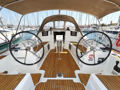 Eol, a Jeanneau Sun Odyssey 389 sailboat at Grad Biograd na Moru, Croatia